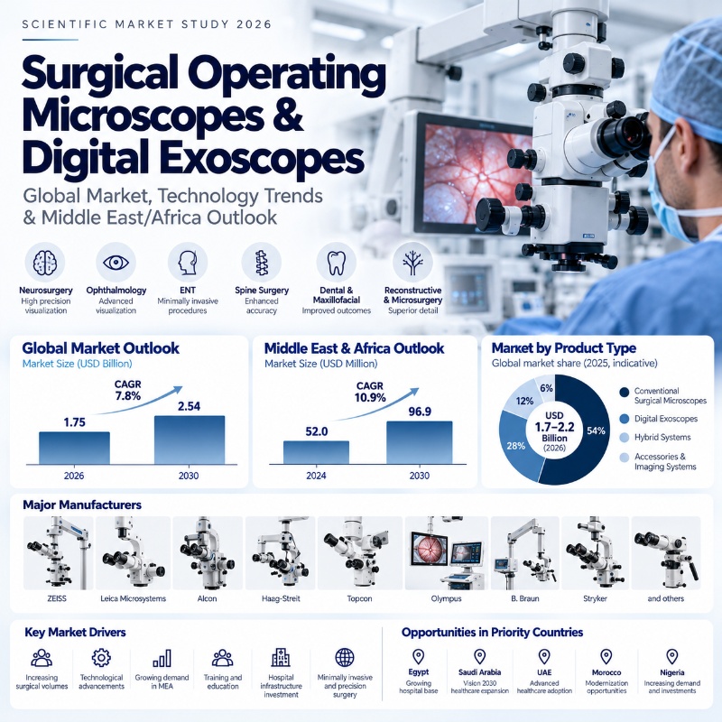 SURGICAL OPERATING MICROSCOPES & DIGITAL EXOSCOPES
Global market, Middle East & Africa, and Country intelligence